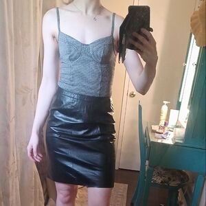 Genuine leather skirt